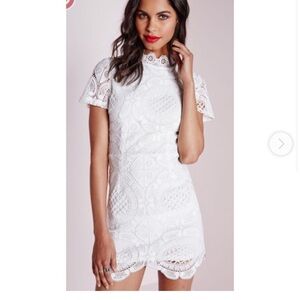 Missguided White crocheted short sleeve dress